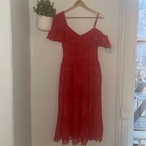 Red Lace midi dress, ASOS sz 6